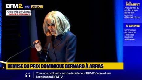 Prix Dominique Bernard: Brigitte Macron fait part de "son émotion" lors de la cérémonie à Arras
