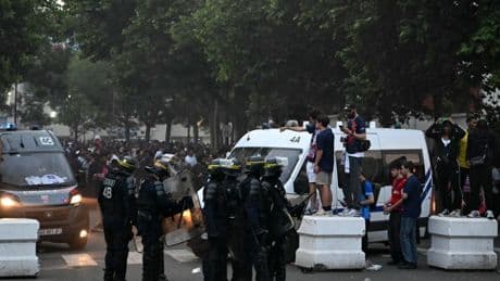 PSG fans ‘teargassed’ by riot police as violence erupts on streets of Paris after Champions League final win