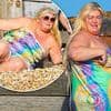 Gemma Collins risks serious sunburn as she hits Whitstable beach in colourful dress - after revealing Mounjaro helped her lose two stone