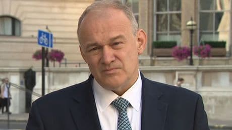 Sir Ed Davey to boycott Trump state dinner with King Charles in Gaza protest