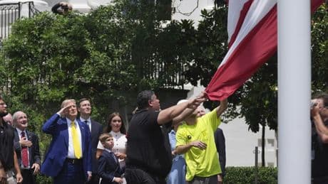 Workers install Trump's big, beautiful flagpole at White House