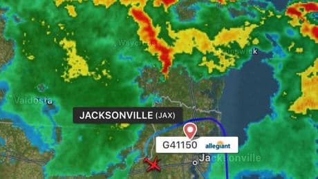 Map shows how severe weather blocked an Allegiant flight's path and forced it to turn back