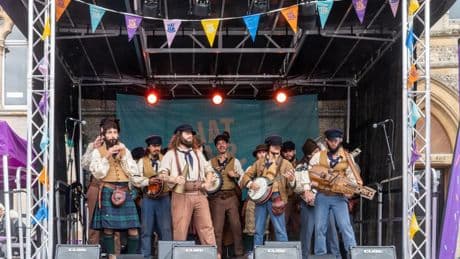 Popular sea shanty band who play Glastonbury are at centre of SLAVERY probe after cops raid caravan park