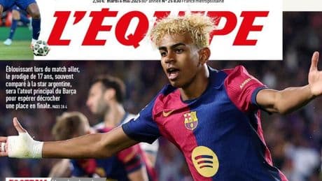 El guiño de la portada de L'Équipe con Lamine y Messi de protagonistas