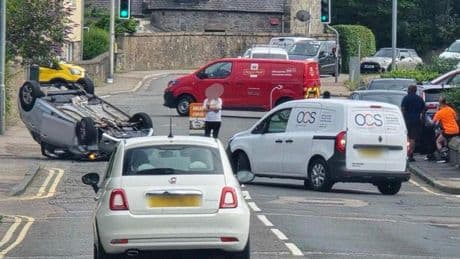 Car flips onto roof after three-vehicle crash on Aberdeen road