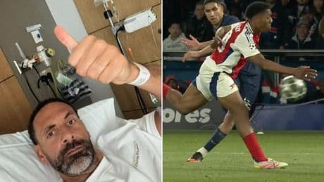 Rio Ferdinand posts two-word tweet on Paris Saint-Germain's controversial penalty decision from his hospital bed - after missing out on Champions League clash with Arsenal