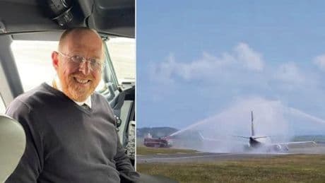 Ayrshire Ryanair pilot retires in style after final flight at Prestwick