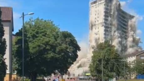 Caledonia Road high rise flats in Glasgow's Gorbals have been demolished