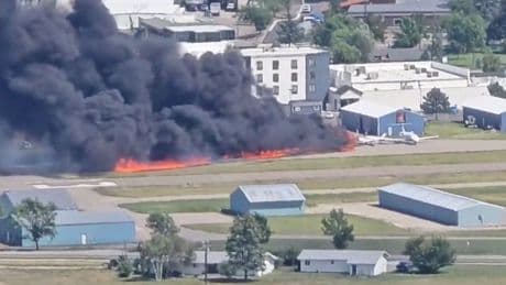 Two injured after small plane crashes near tarmac in Montana creating large fireball