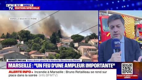 Incendie à Marseille: "Environ 750 pompiers et 220 engins sont engagés sur le terrain", assure Benoît Payan (maire de Marseille)