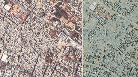 Haunting before-and-after Gaza satellite images show horrific devastation as babies starve