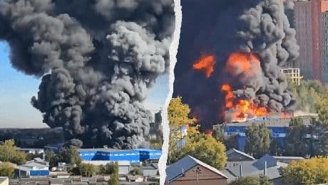 Russland: Riesige Rauchwolke nach Feuer in Chemiefabrik