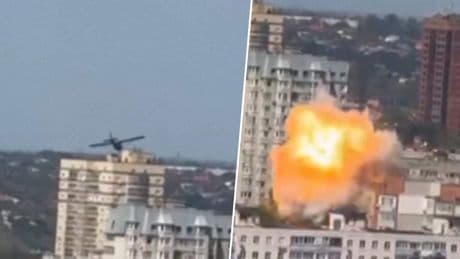 Enorme explosie in Russische flat na drone-inslag