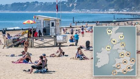 Map shows where in the UK is set to reach 28 degrees this week