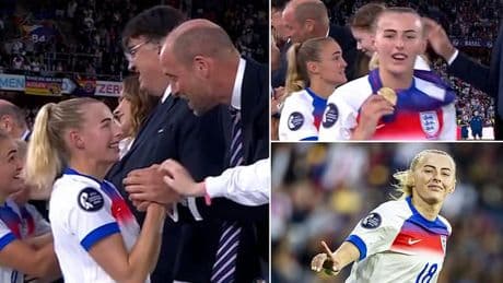 Lioness fans spot hilarious first words 'legend' Chloe Kelly shouts after collecting medal and being congratulated by Prince William