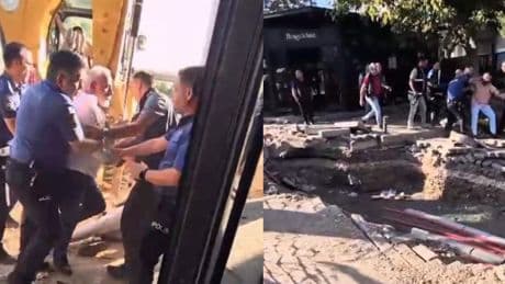 Kafeterya yıkımında ortalık savaş alanına döndü! Bir polis darbedildi