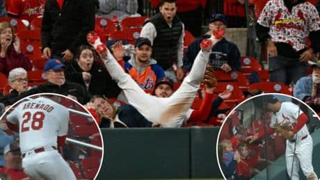 Cardinals’ Nolan Arenado crashes into young girl on diving catch, gifts family ball in sweet moment