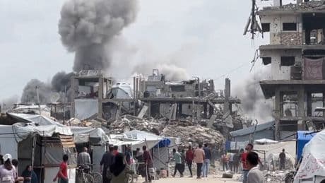 Moment Gaza residents flee as Israeli airstrike hits house caught on video
