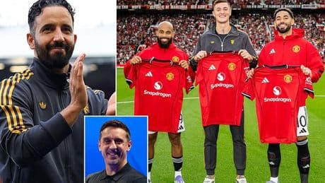 Gary Neville reveals why he thinks Man United will still finish OUTSIDE the Premier League's top six - despite Ruben Amorim's £200m summer spend
