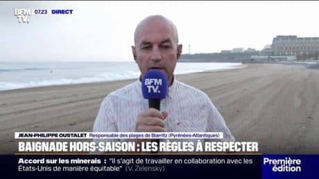 "Il ne faut pas prendre de risque": Jean-Philippe Oustalet, responsable des plages de Biarritz, rappelle les règles à respecter lors des baignades hors-saison