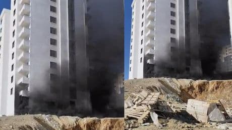 İnşaat halindeki binanın içindeki malzemeler alev aldı