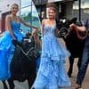 British schoolgirl, 15, turns up to her school prom on the back of the family cow