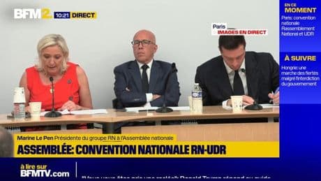 Convention RN-UDR: "S’il y a une dissolution, nous devons l’emporter", déclare Marine Le Pen