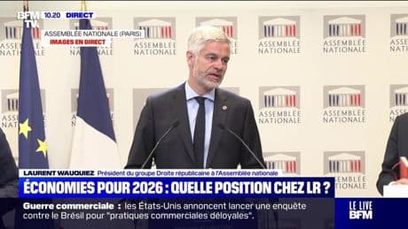 Budget 2026: "Le plan de François Bayrou a au moins le mérite de chercher des solutions", juge Laurent Wauquiez, président du groupe Droite républicaine