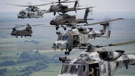 Incredible images show British helicopters in action during major military exercise