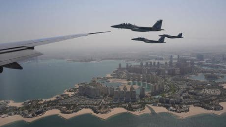 Trump's Qatar trip is off to a flying start as Air Force One gets another fighter jet escort