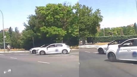 Circula por una rotonda de Vitoria, dos coches se saltan un ceda el paso y están a punto de provocar un grave accidente: “¿Pero qué enseñan en las autoescuelas?”