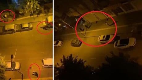 İki kişinin yaralandığı kavga anı kamerada