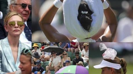 Un día en Wimbledon: calor sofocante en tenistas y público... con rostros del cine en la grada