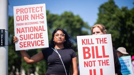 Palpable anger as both sides of assisted dying debate gather in Parliament Square
