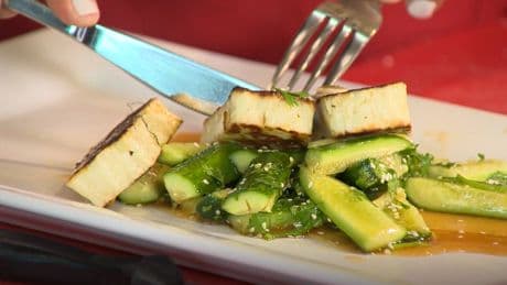 Simply Delicious Recipe: Smashed Cucumber Salad with Halloumi Cheese