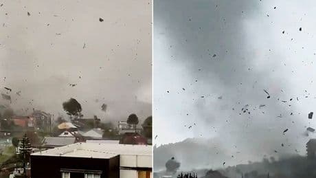 ‘Rare’ tornado with 111mph winds leaves thousands without power in Chile