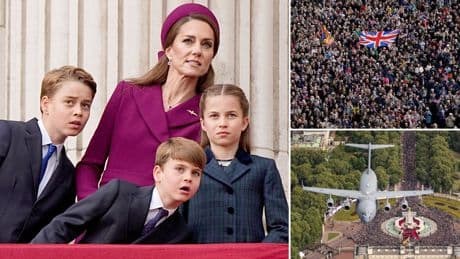Royals watch flypast as thousands line streets for VE Day parade