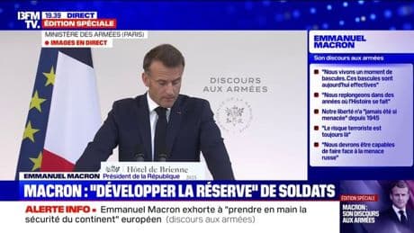 Discours aux Armées: "Nous devons accélérer les efforts sur notre réserve" de soldats, indique Emmanuel Macron