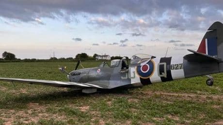 Spitfire crashes in Kent field hours before VE Day celebrations and fly-past