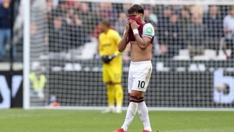 Lucas Paqueta appears to break down in TEARS after getting yellow card as West Ham star could face lifetime ban