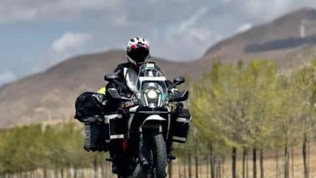 Motorcyclist who travelled through 17 countries on round-the-world trip has bike stolen in UK