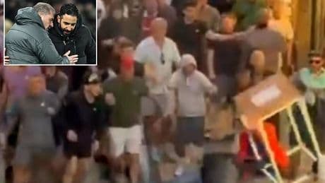 Video footage shows Man United and Tottenham fans violently clashing in San Sebastian - 48 miles from Europa League final venue in Bilbao