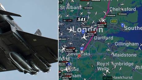 Sonic boom UK: Exact moment RAF Typhoon jets track down plane flying over London