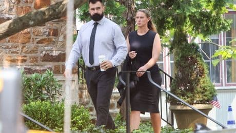 Jason and Kylie Kelce attend funeral for dad Ed’s girlfriend