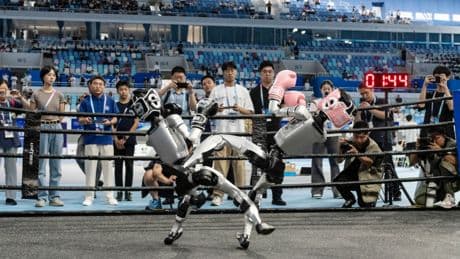 Robots box, sprint and stumble in first-ever World Humanoid Robot Games