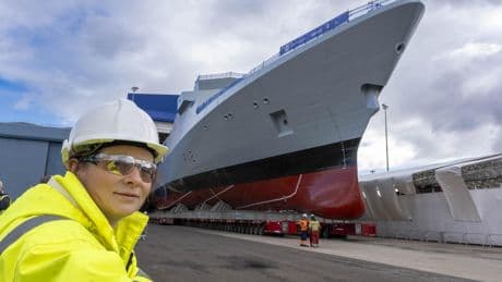 Type 31 frigate HMS Venturer unveiled at Scottish shipyard