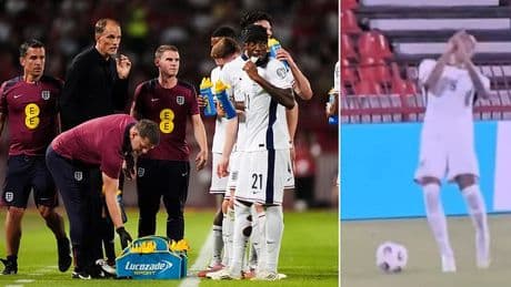 England's clash with Serbia is temporarily paused as angry home fans point LASERS at Three Lions stars