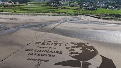 Anti-Trump artwork appears on beach outside US President's luxury golf resort in Ayrshire