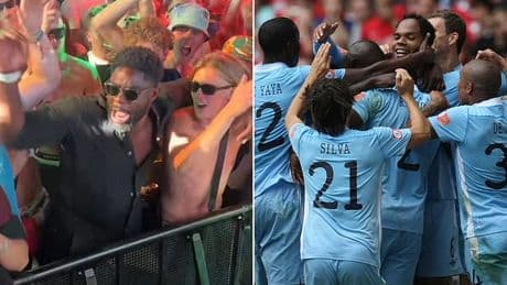 Micah Richards bops his way into a DJ set by a former Man City team-mate at Reading Festival - as he unleashes moves alongside bemused strangers