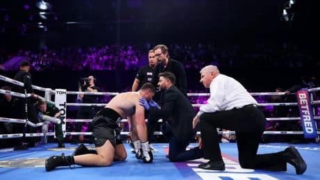 Tearful Johnny Fisher gives rousing speech in locker room after KO by Dave Allen